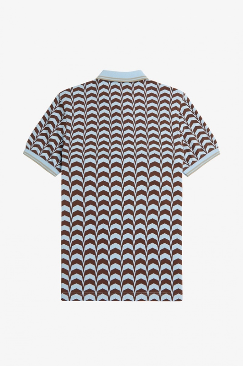 Fred Perry Bold Print Polo Men's Polo Shirts Brown | HSJ-705319