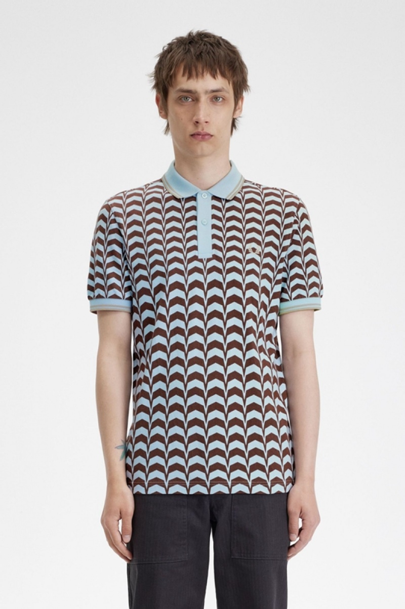 Fred Perry Bold Print Polo Men\'s Polo Shirts Brown | HSJ-705319