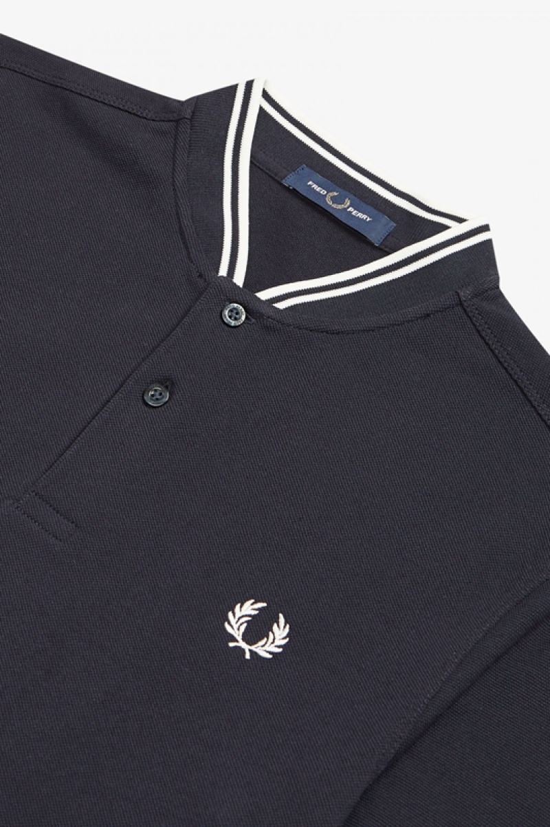 Fred Perry Bomber Collar Men\'s Polo Shirts Navy | WBC-517632