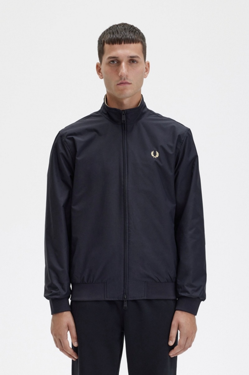 Fred Perry Brentham Men\'s Jackets Black | HTJ-278139