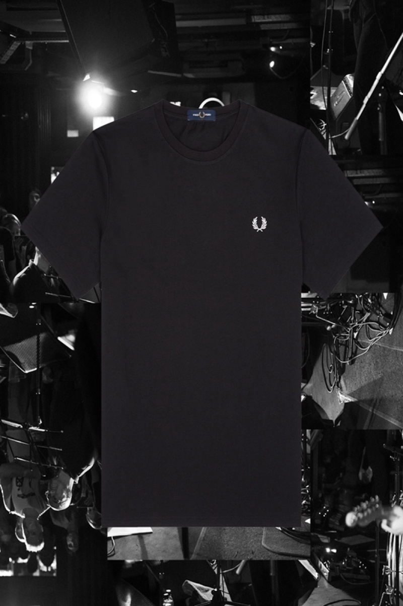 Fred Perry Bristol Ringer Men's T Shirts Black | UZW-184562