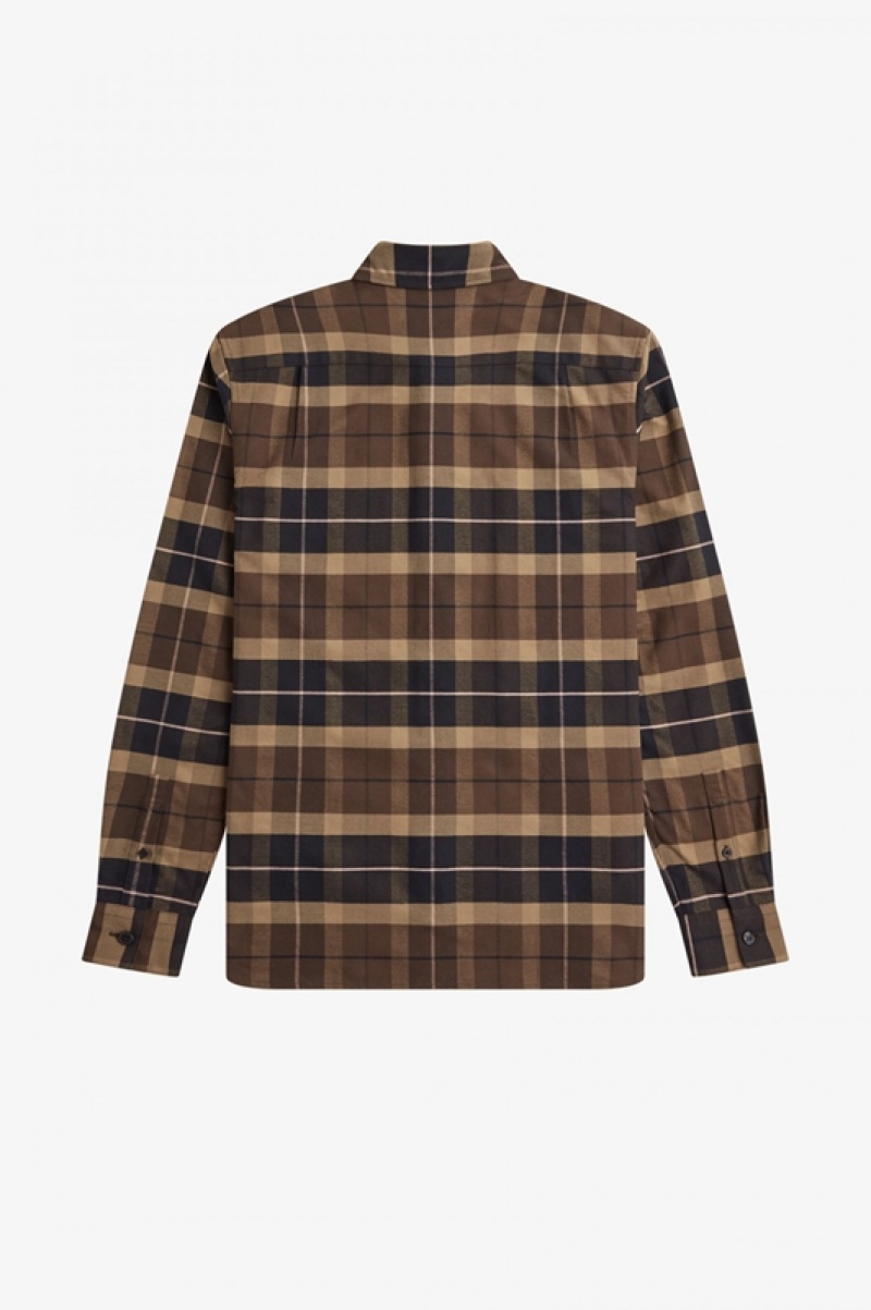 Fred Perry Brushed Tartan Men's Shirts Brown | LPX-694587