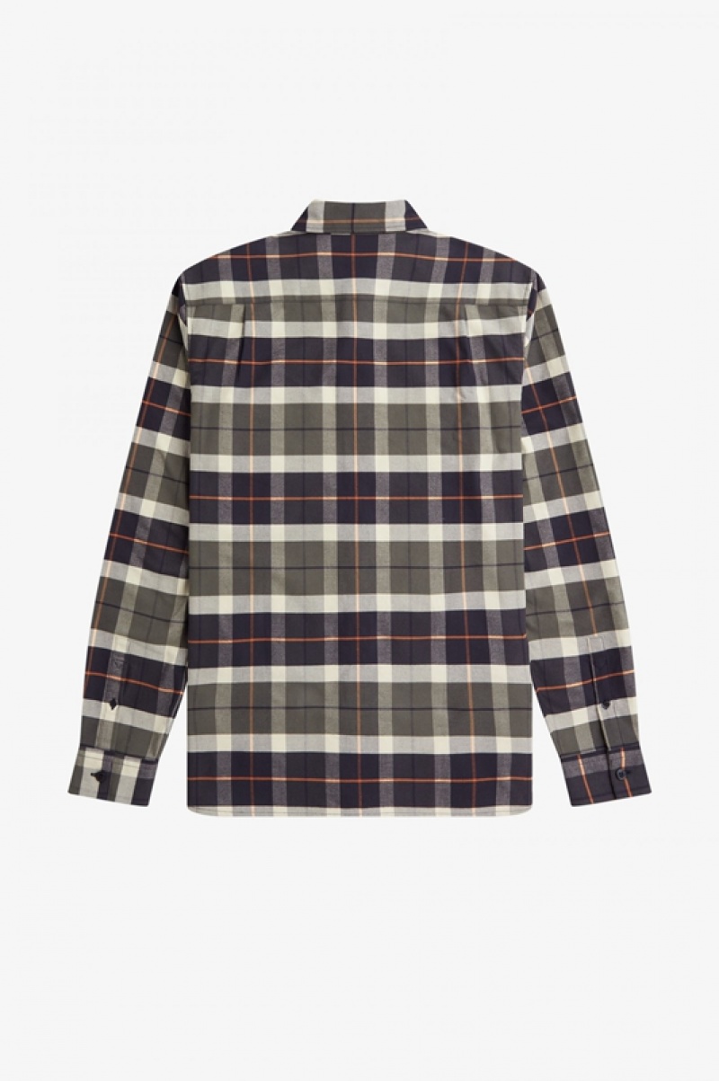 Fred Perry Brushed Tartan Men's Shirts Green | MPC-527360