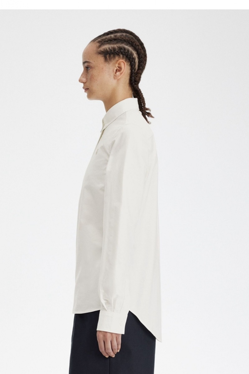 Fred Perry Button-Down Women's Shirts White | DVL-315278