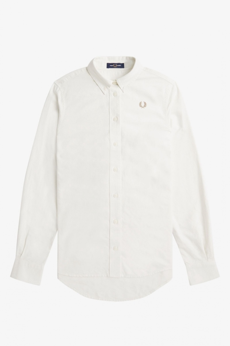 Fred Perry Button-Down Women's Shirts White | DVL-315278