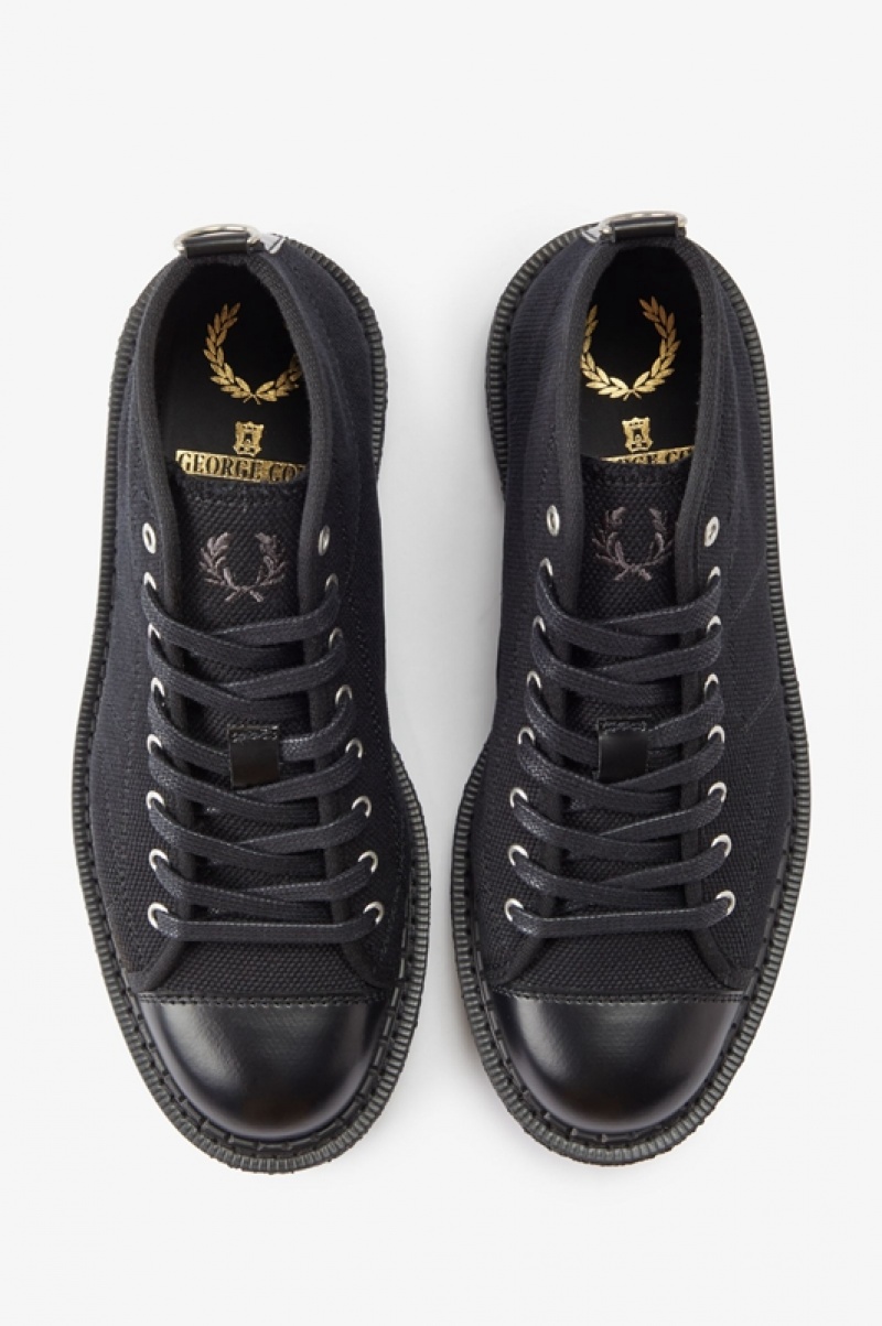 Fred Perry Canvas Women's Boots Black | KQZ-892465