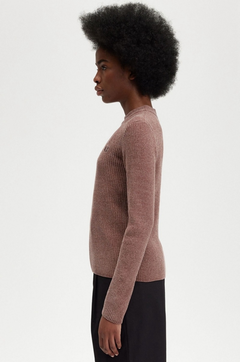 Fred Perry Chenille Rib Women's Sweaters Dark Pink | EJP-574698