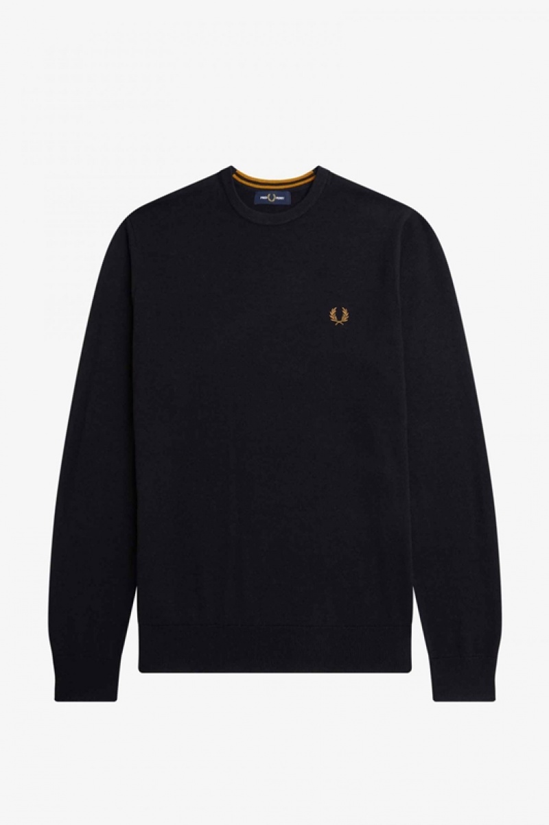 Fred Perry Classic Crew Neck Men's Sweaters Navy | ZAS-149820