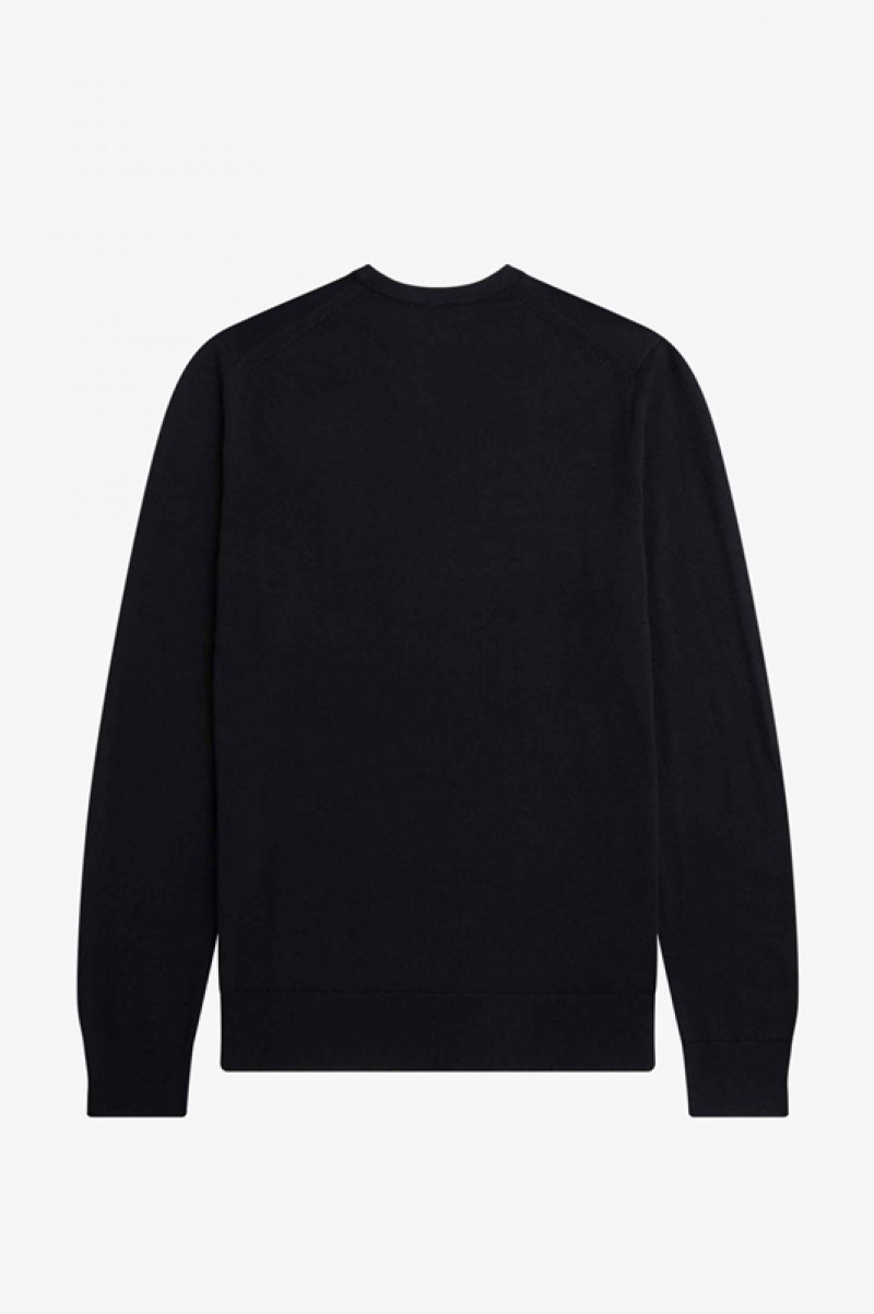 Fred Perry Classic Crew Neck Men's Sweaters Navy | ZAS-149820