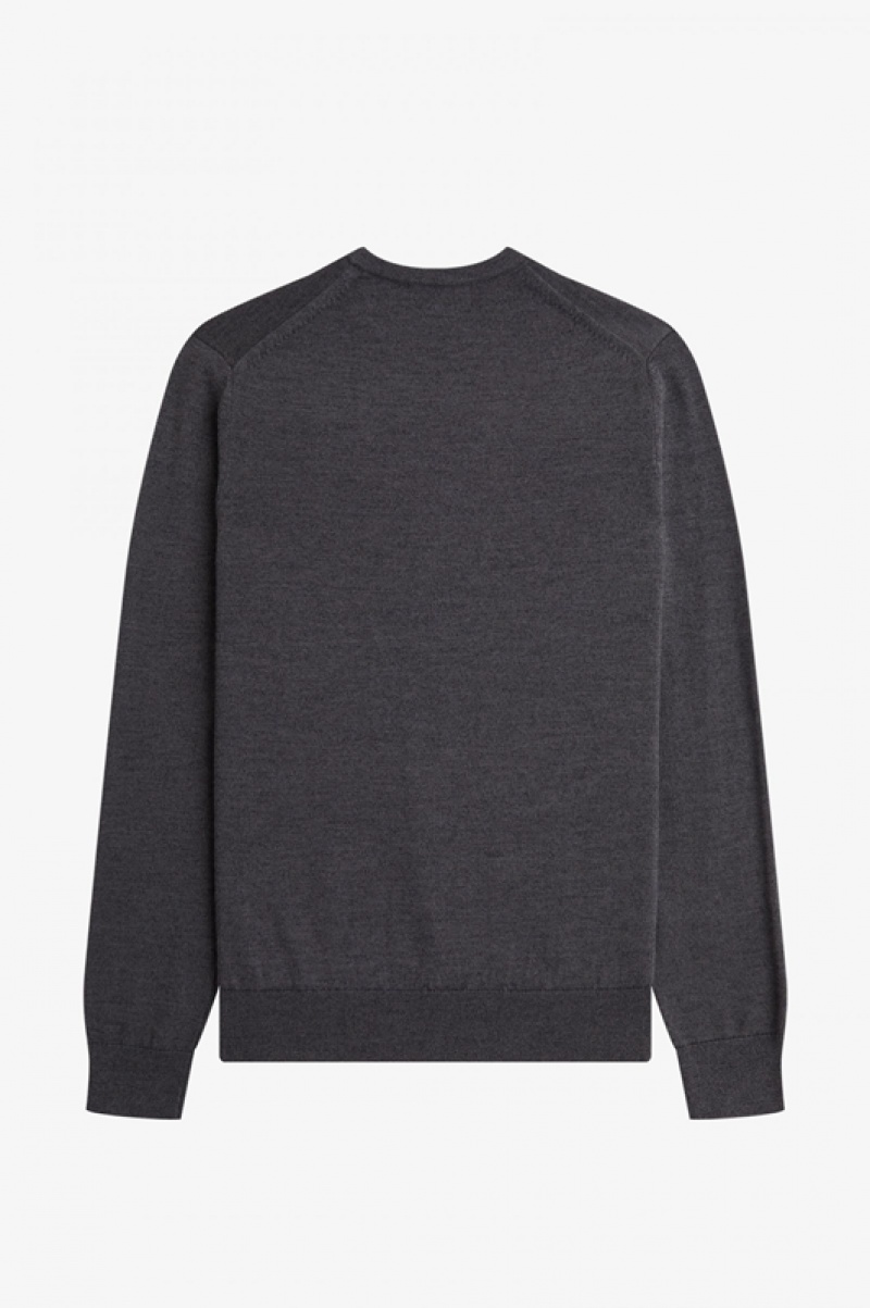 Fred Perry Classic Crew Neck Men's Sweaters Dark Grey | OFI-140652