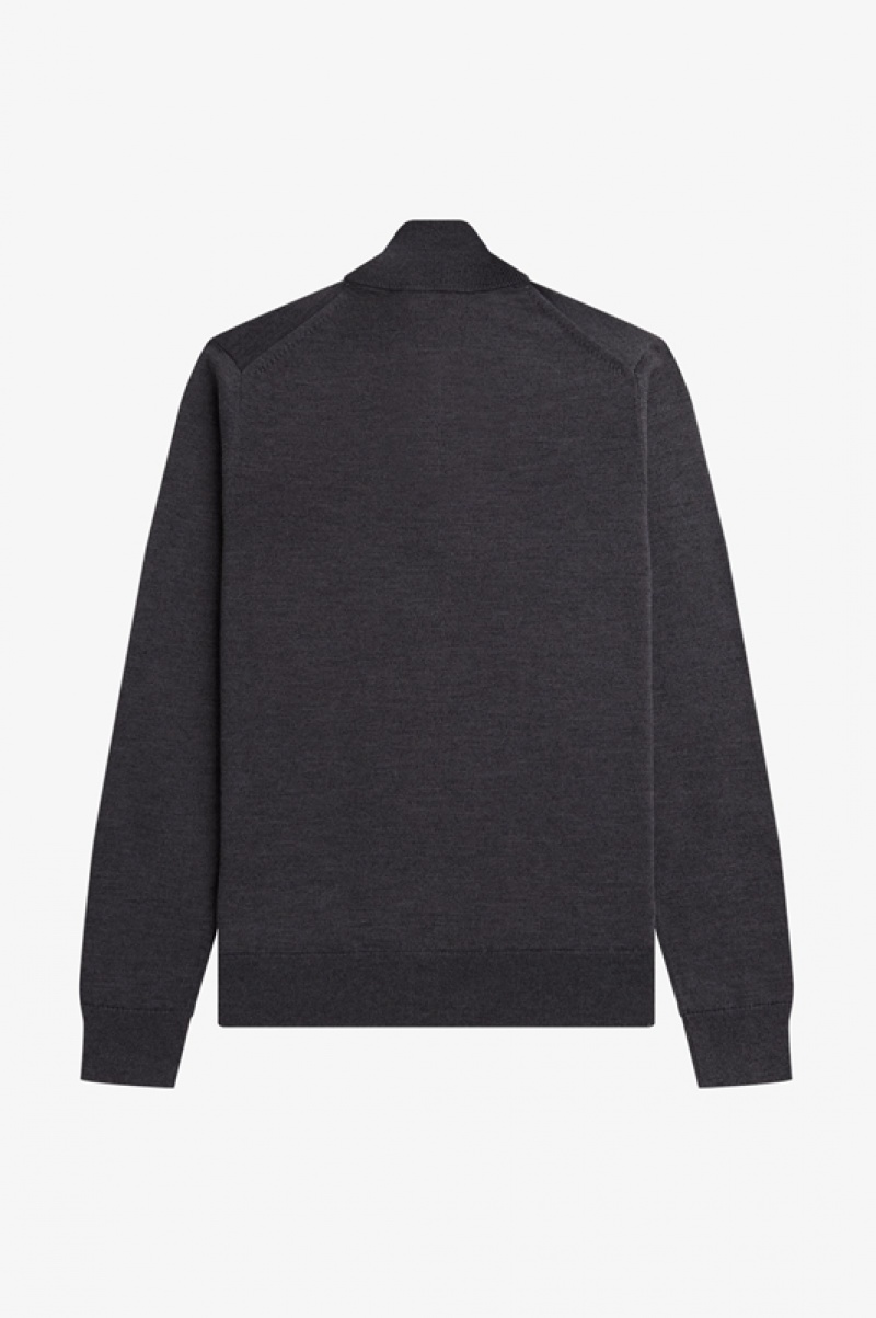 Fred Perry Classic Half Zip Men's Sweaters Dark Grey | YOM-145608