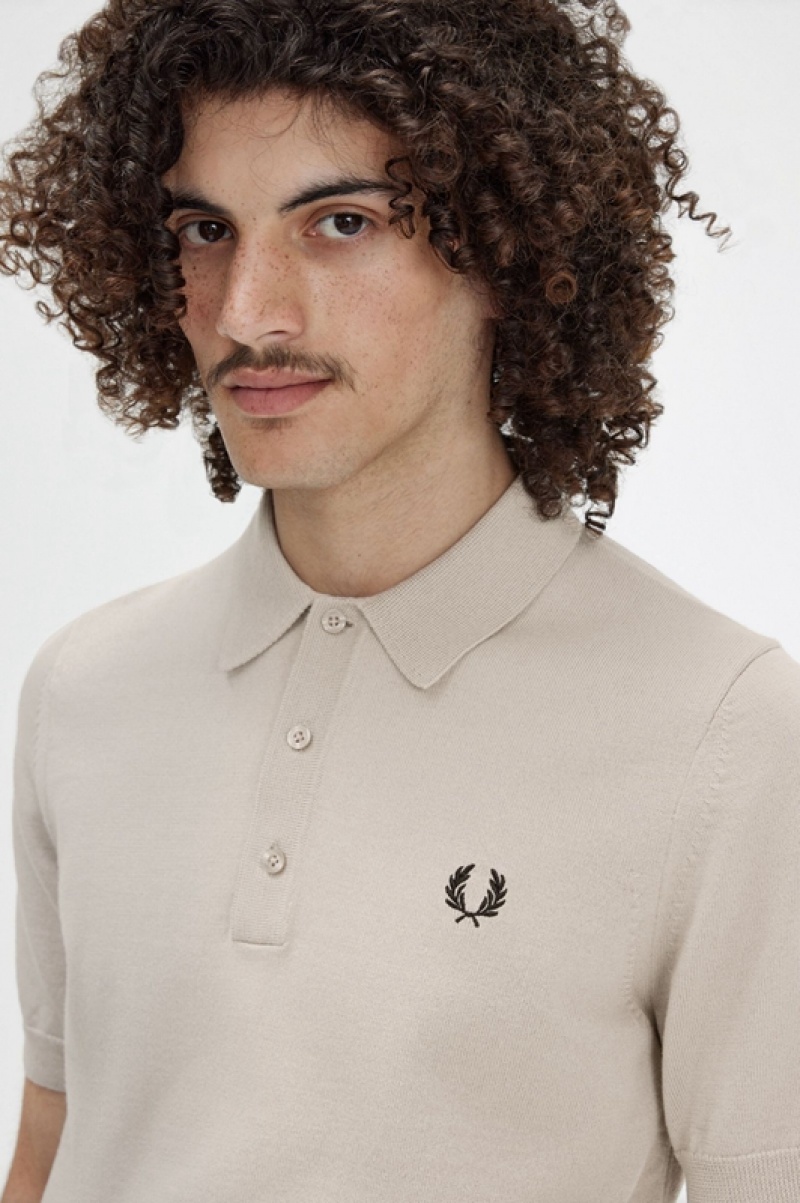 Fred Perry Classic Knitted Men's Polo Shirts Grey | KZY-097356