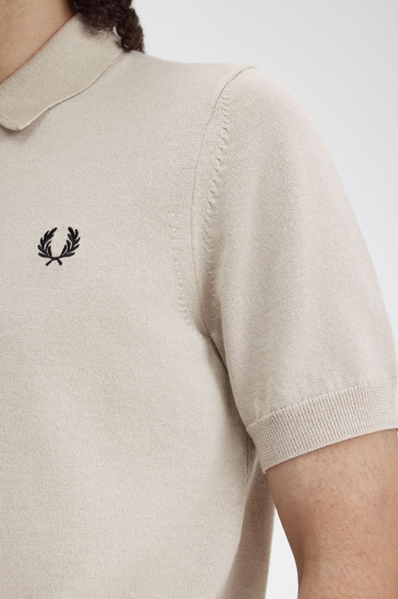 Fred Perry Classic Knitted Men's Polo Shirts Grey | KZY-097356