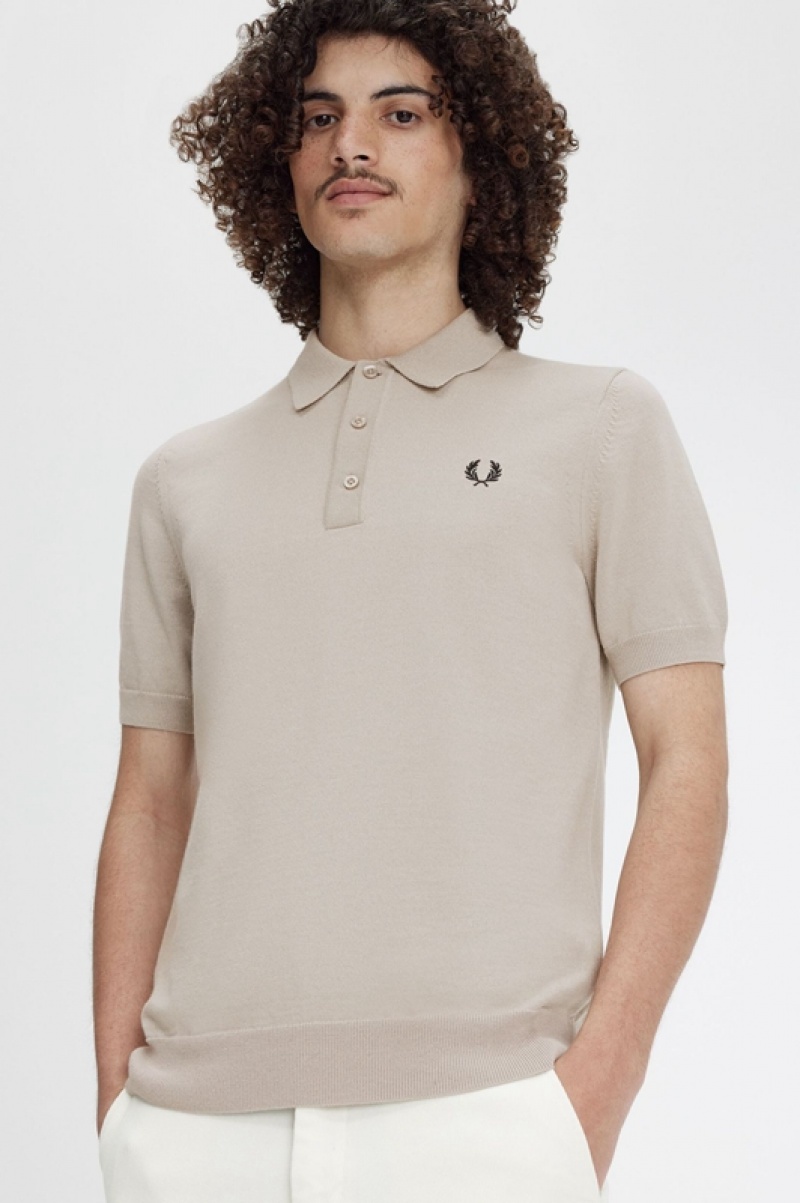 Fred Perry Classic Knitted Men's Polo Shirts Grey | KZY-097356