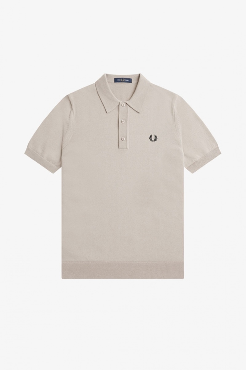 Fred Perry Classic Knitted Men's Polo Shirts Grey | KZY-097356