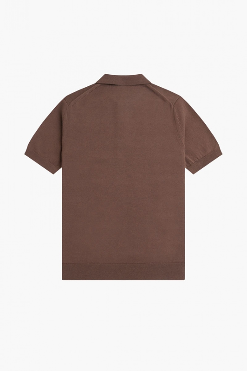 Fred Perry Classic Knitted Men's Polo Shirts Chocolate | MDC-081739