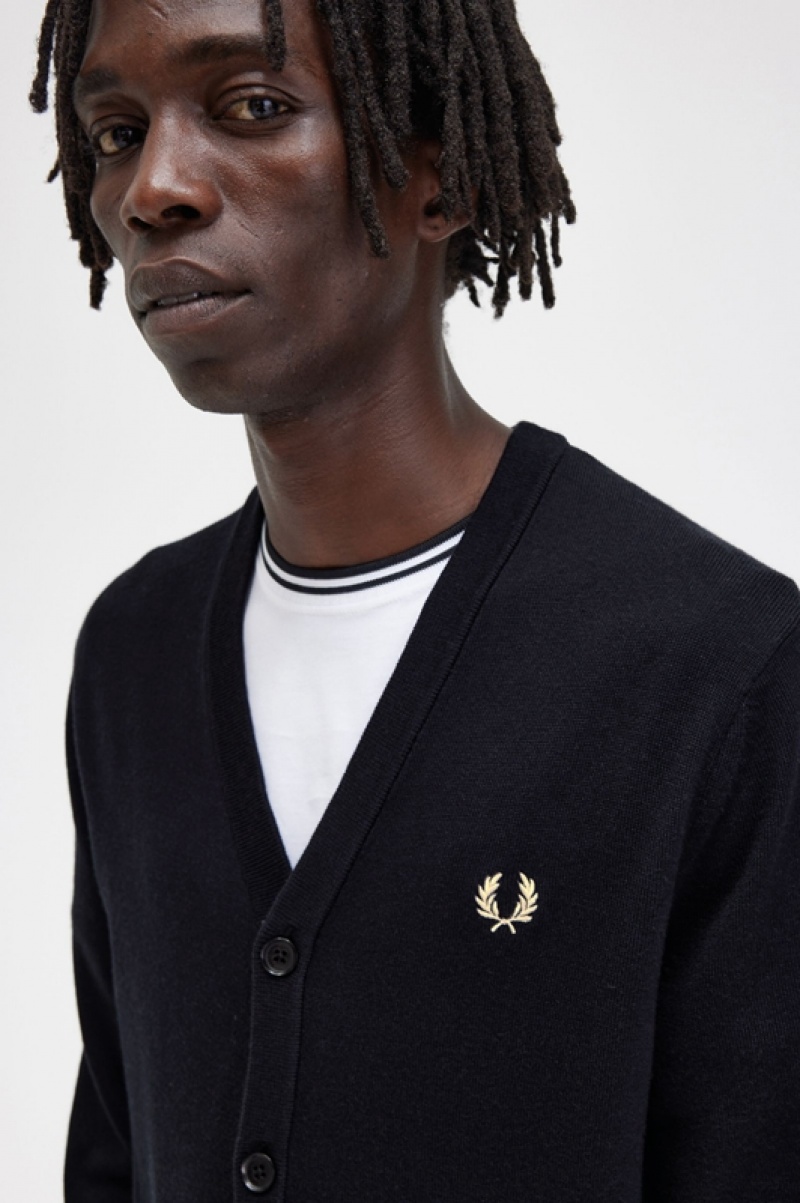 Fred Perry Classic Men's Cardigan Black | AKL-437850