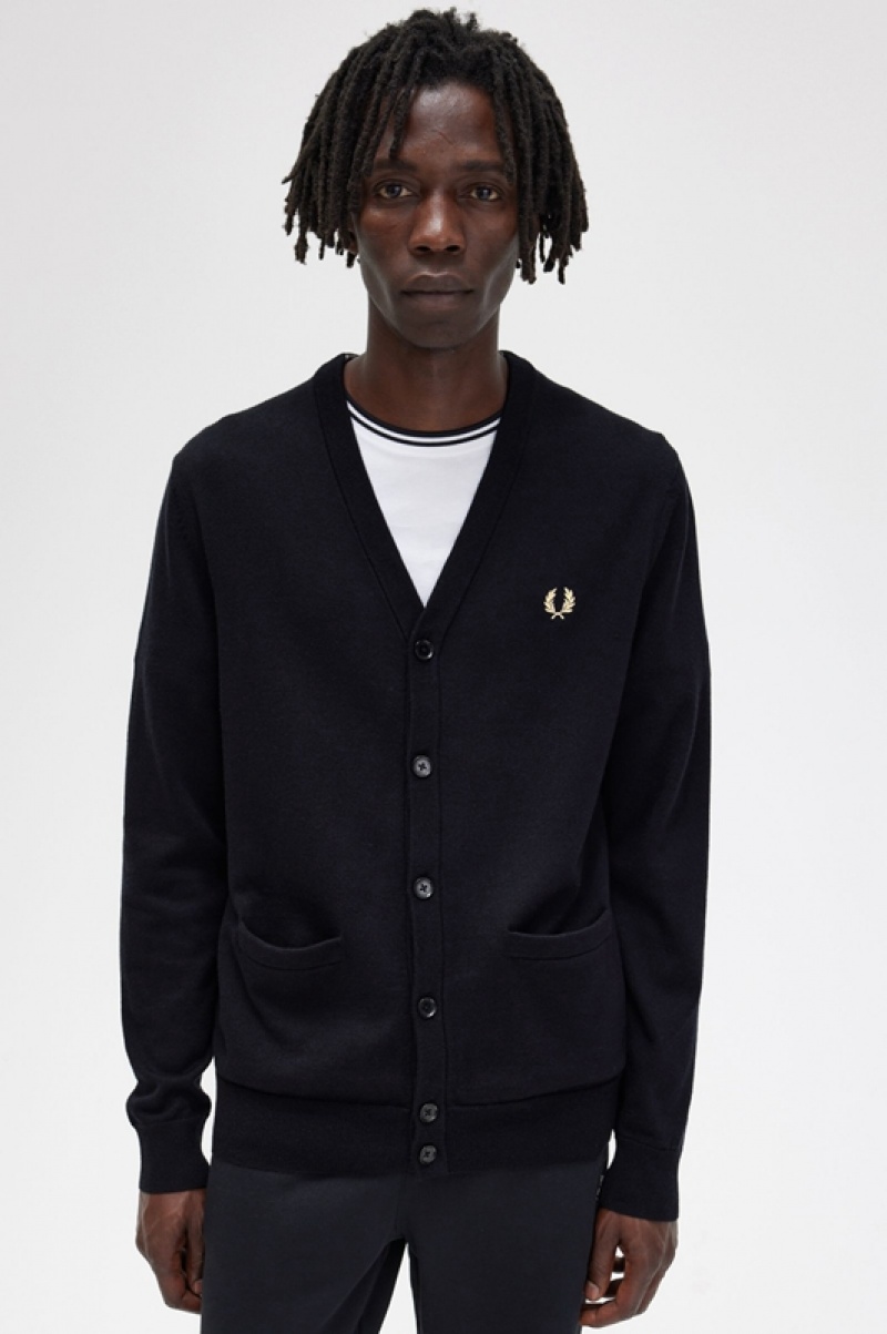 Fred Perry Classic Men's Cardigan Black | AKL-437850