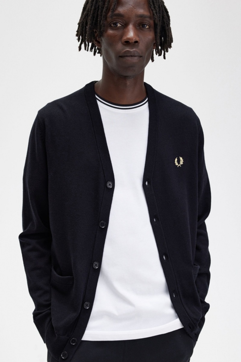 Fred Perry Classic Men's Cardigan Black | AKL-437850