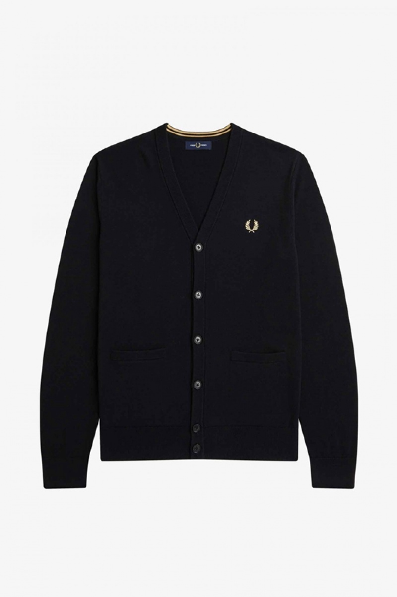 Fred Perry Classic Men's Cardigan Black | AKL-437850