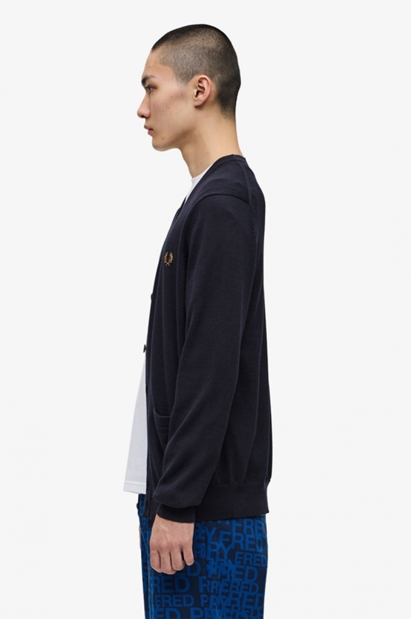 Fred Perry Classic Men's Cardigan Navy | QDO-746081