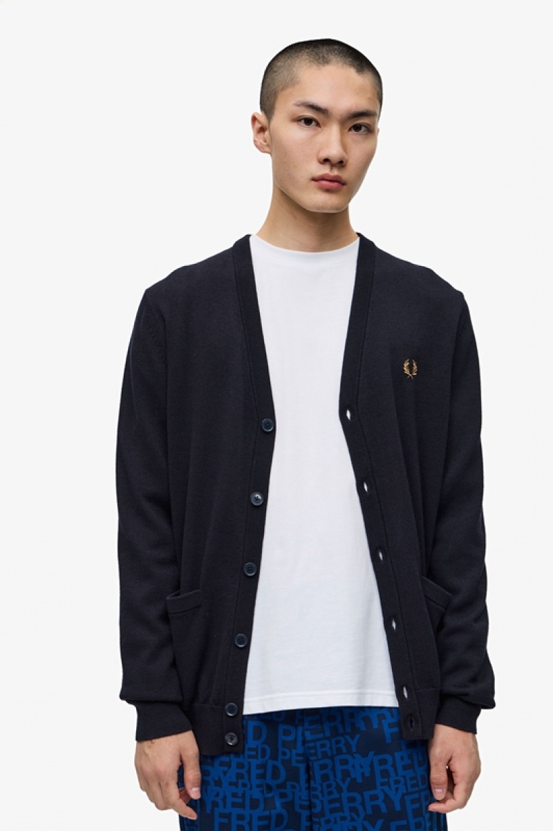 Fred Perry Classic Men's Cardigan Navy | QDO-746081