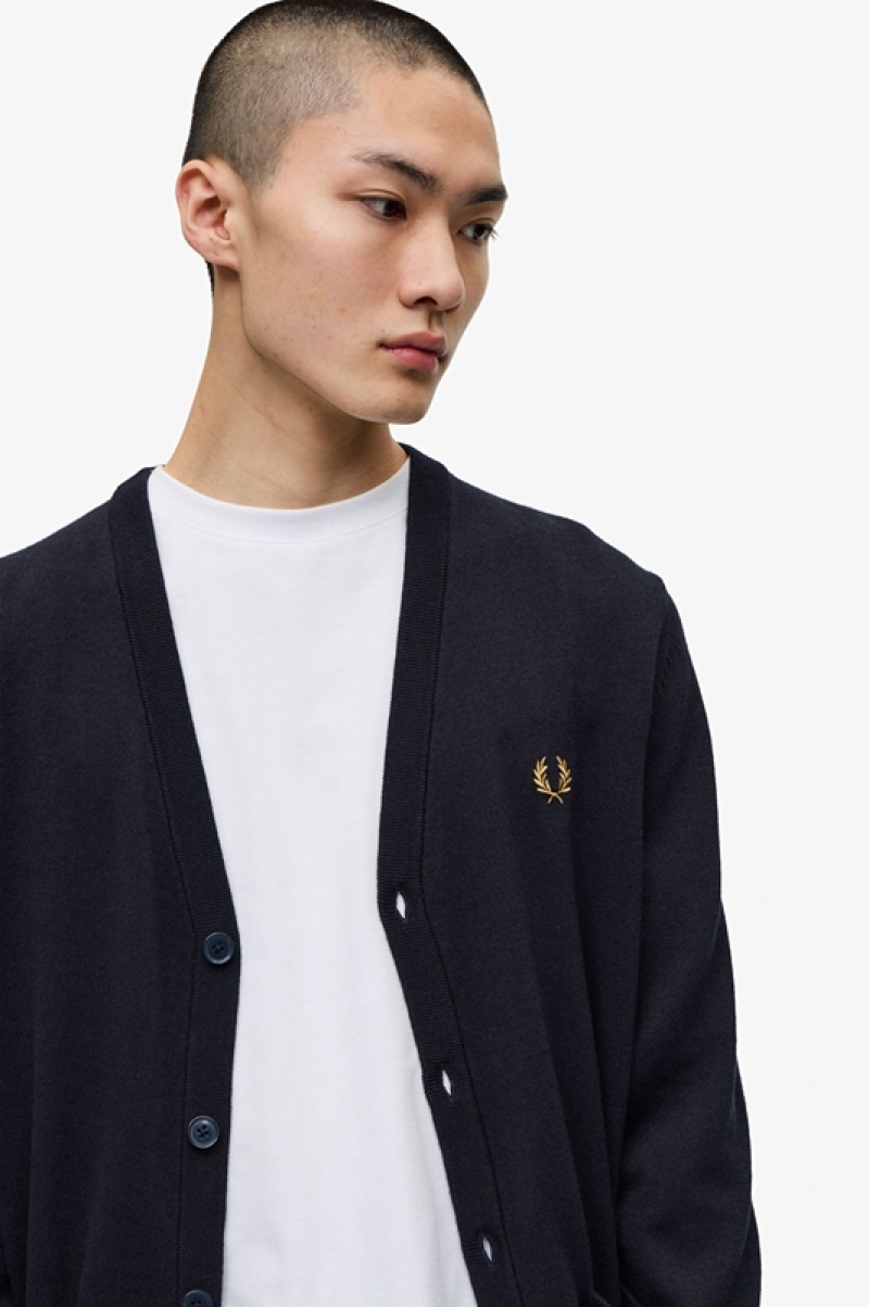 Fred Perry Classic Men's Cardigan Navy | QDO-746081