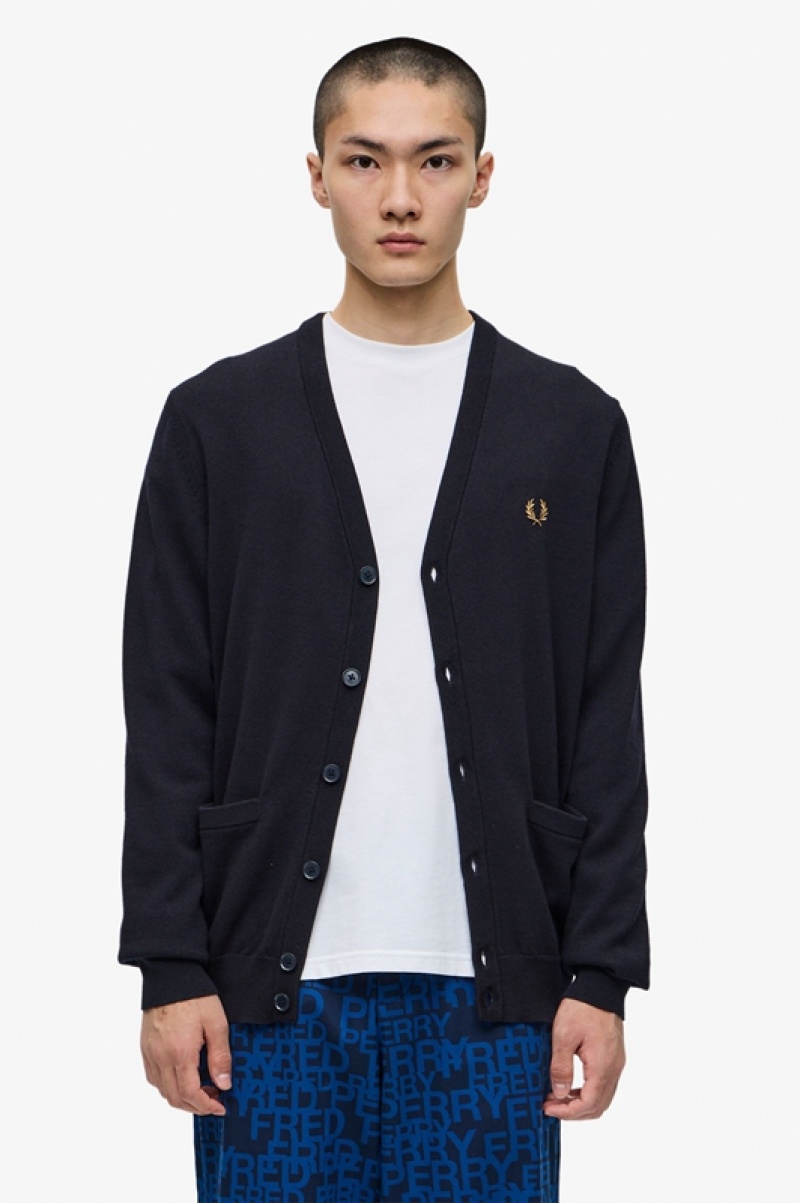 Fred Perry Classic Men\'s Cardigan Navy | QDO-746081