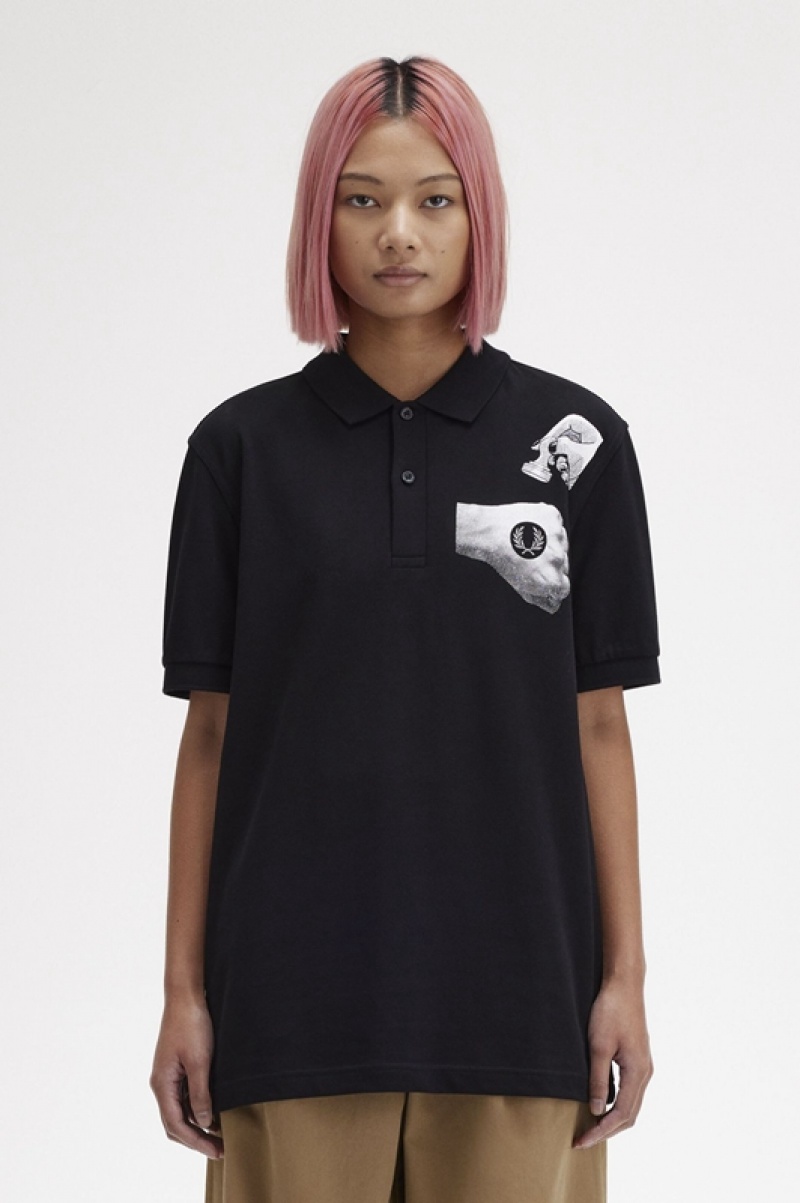 Fred Perry Collage Graphic Fred Perry Men's Shirts Black | SJM-256803