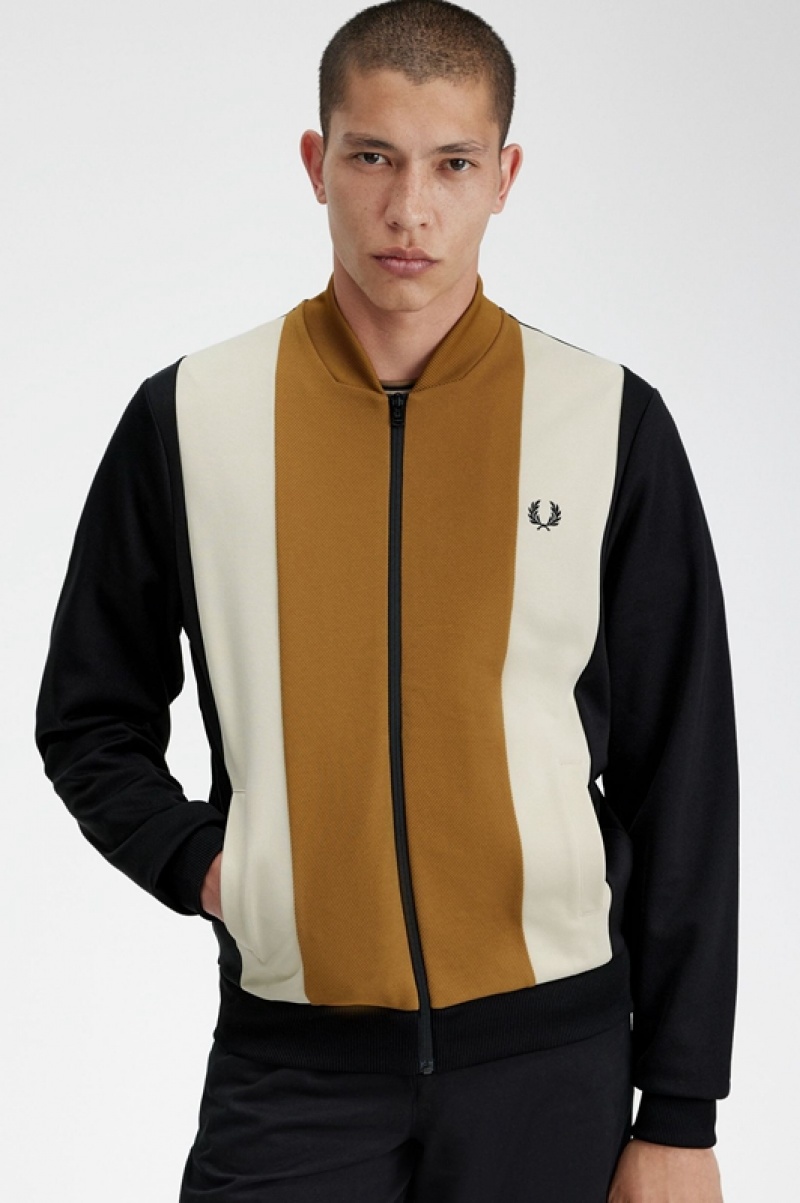 Fred Perry Colour Block Track Men's Jackets Black | ZIP-956127