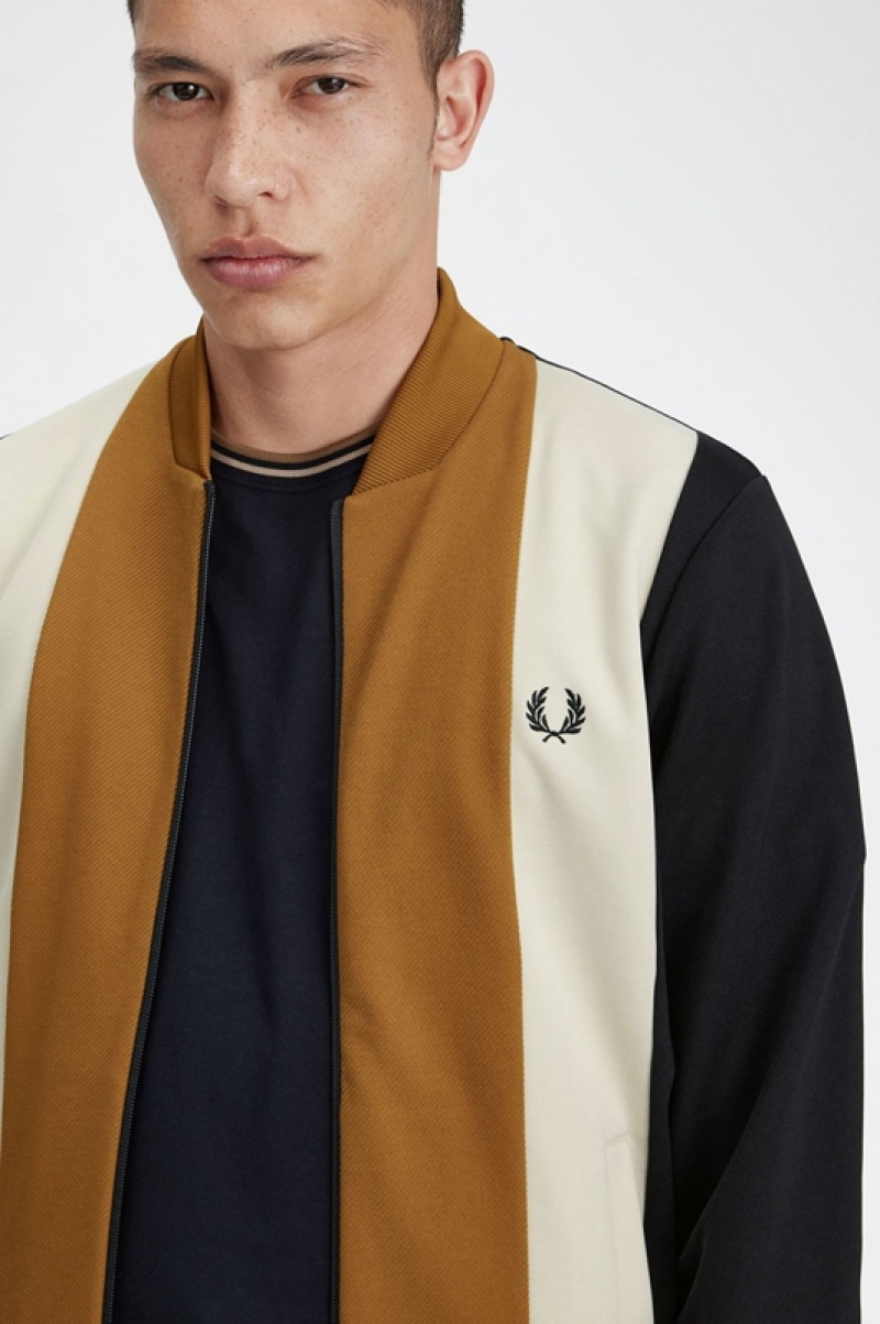 Fred Perry Colour Block Track Men's Jackets Black | ZIP-956127