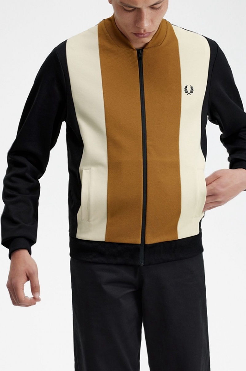 Fred Perry Colour Block Track Men's Jackets Black | ZIP-956127