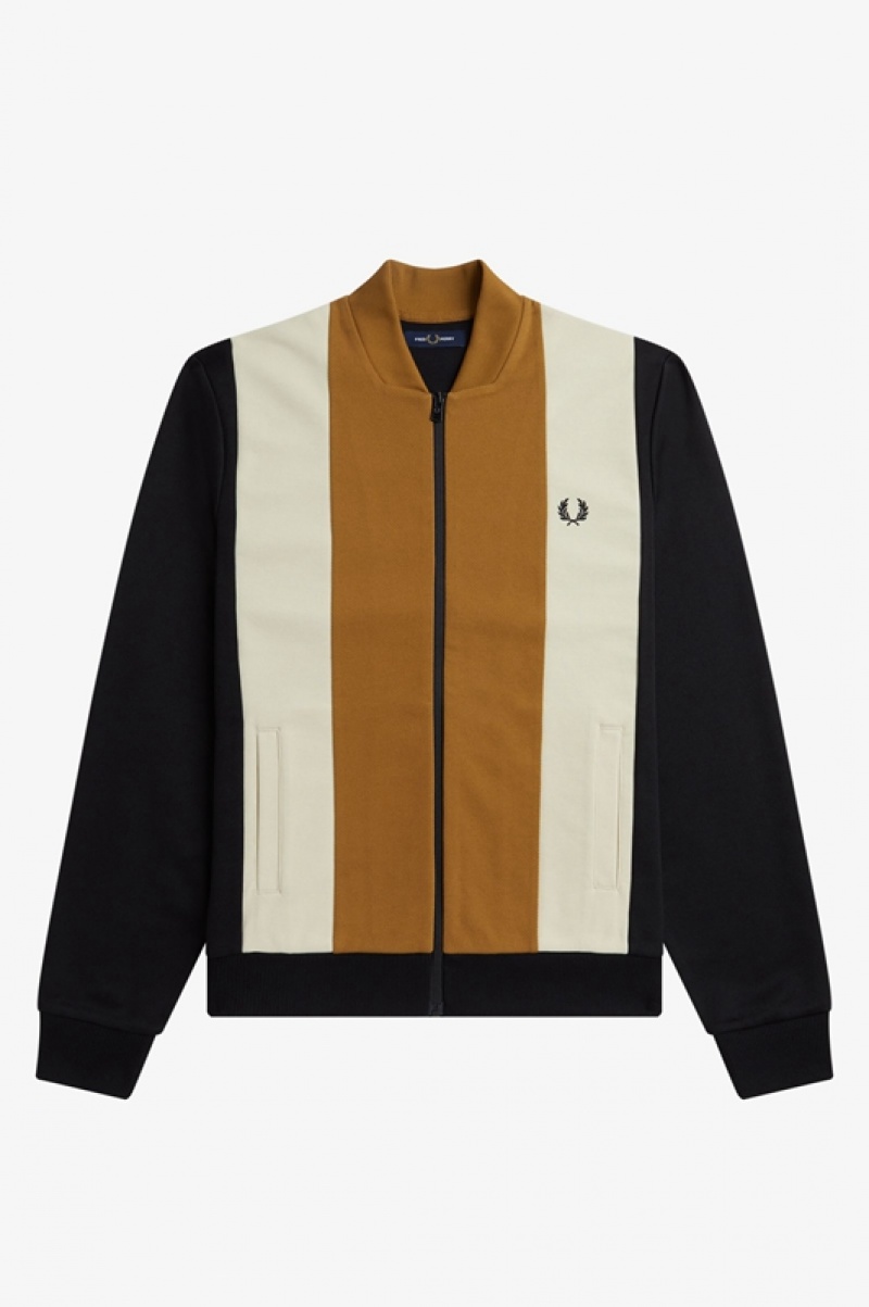 Fred Perry Colour Block Track Men's Jackets Black | ZIP-956127