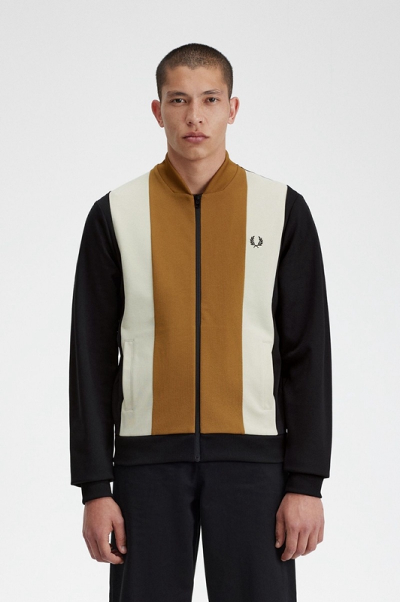 Fred Perry Colour Block Track Men\'s Jackets Black | ZIP-956127