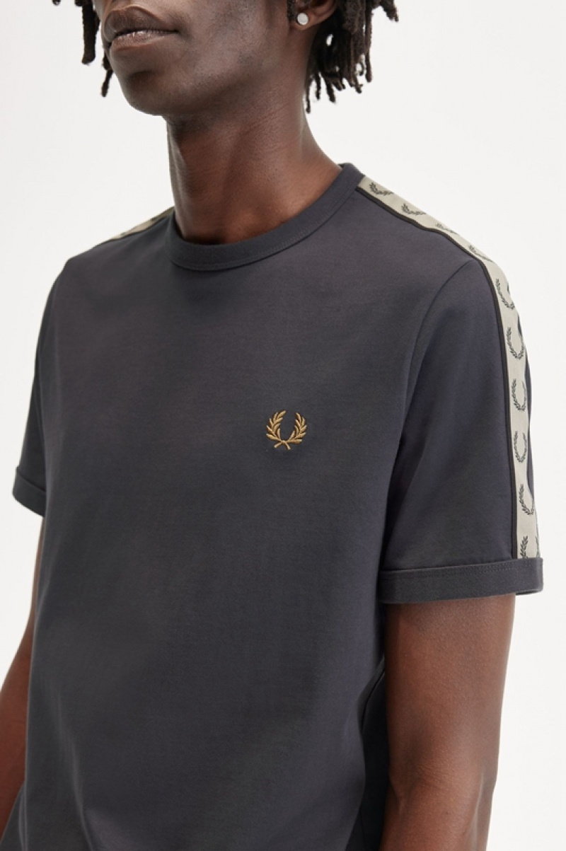 Fred Perry Contrast Tape Ringer Men's T Shirts Grey | KRC-849512