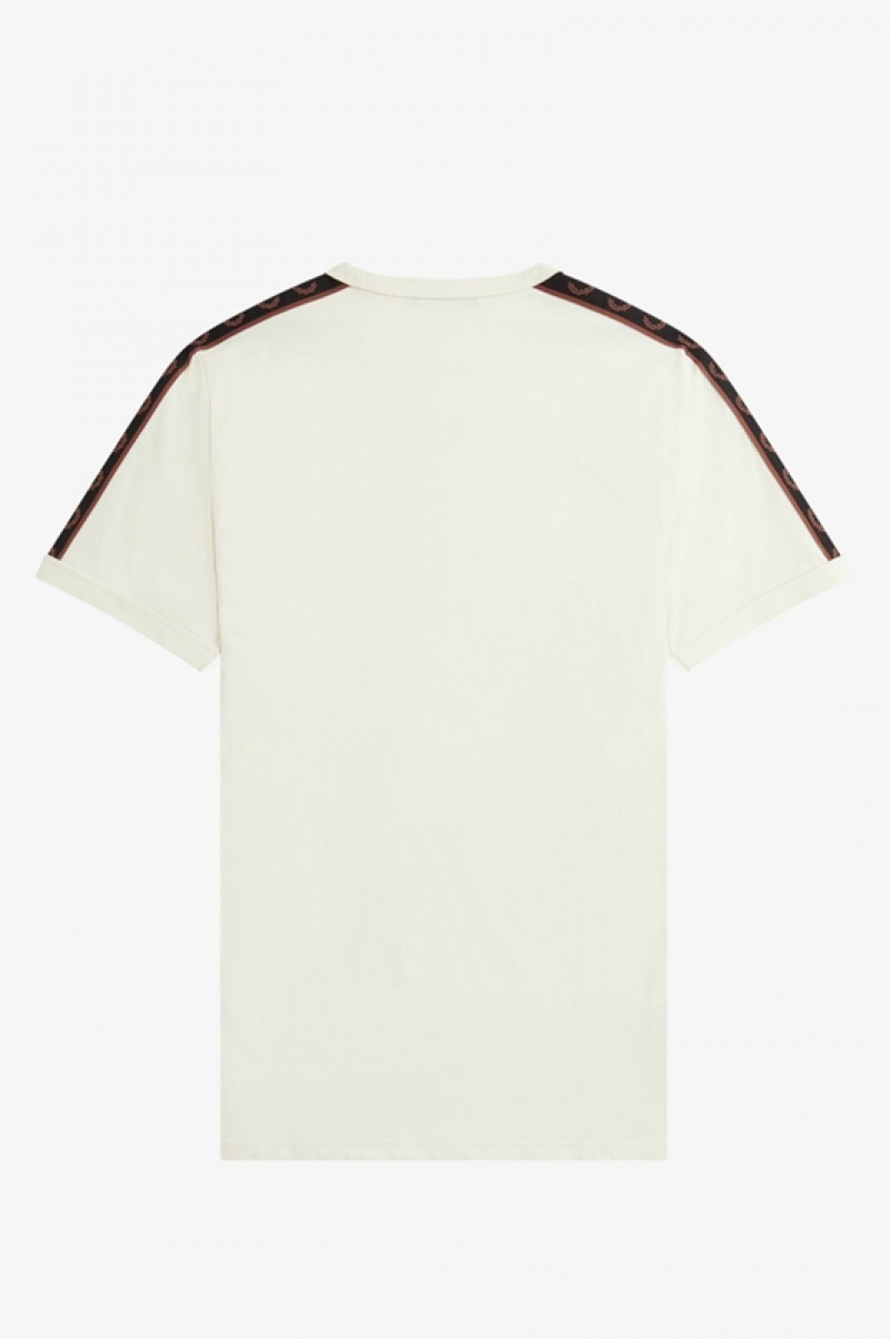 Fred Perry Contrast Tape Ringer Men's T Shirts Brown | BVD-763901