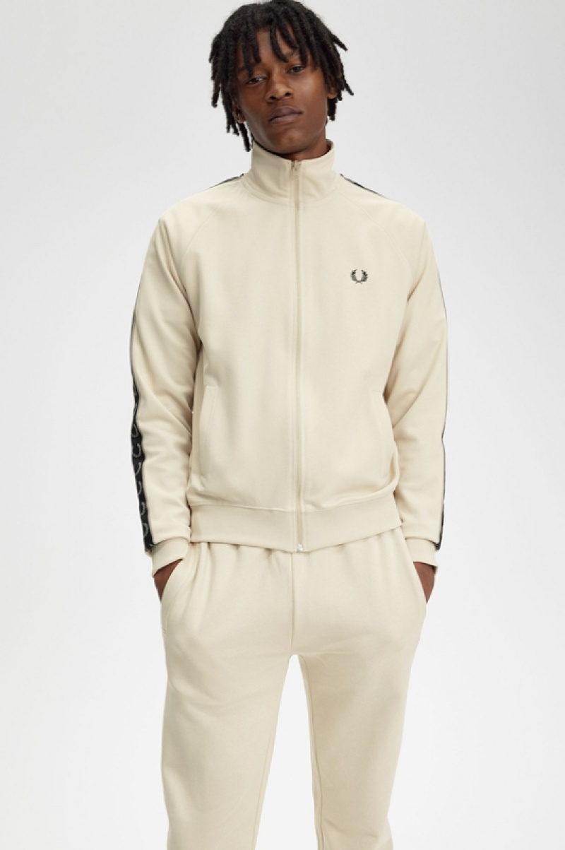 Fred Perry Contrast Tape Track Men's Jackets White | NSD-796084