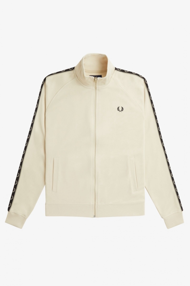 Fred Perry Contrast Tape Track Men's Jackets White | NSD-796084