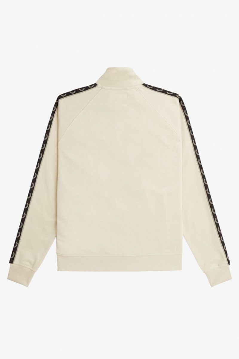 Fred Perry Contrast Tape Track Men's Jackets White | NSD-796084