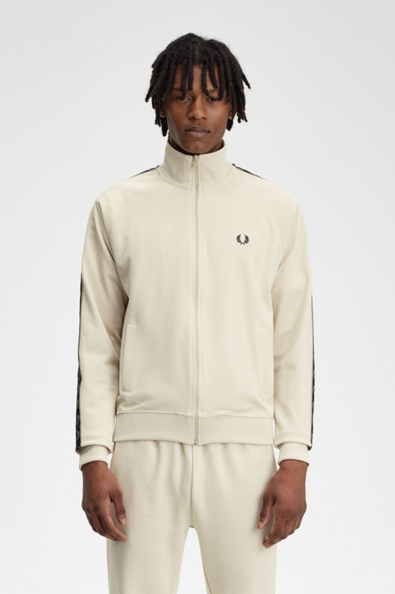 Fred Perry Contrast Tape Track Men\'s Jackets White | NSD-796084