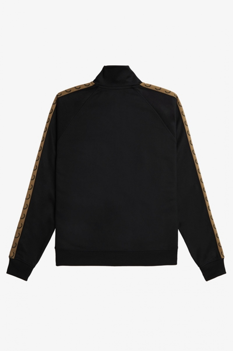 Fred Perry Contrast Tape Track Men's Jackets Black | YAF-694827