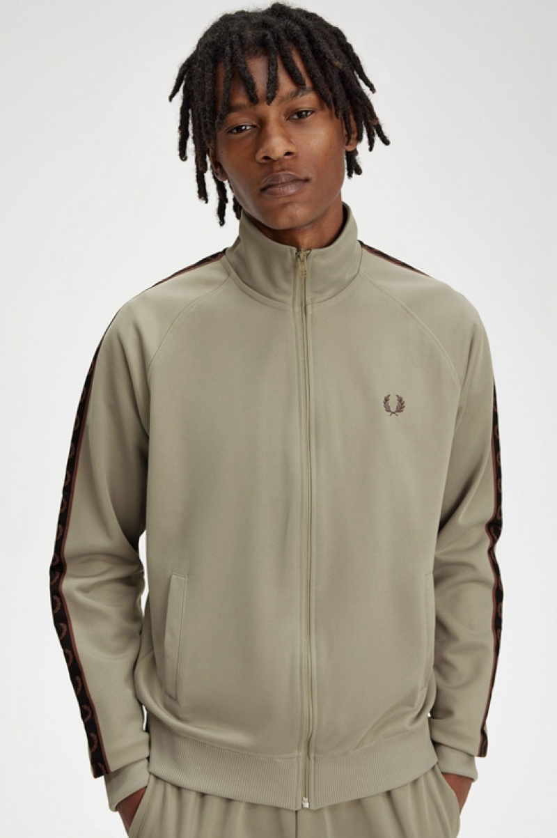 Fred Perry Contrast Tape Track Men's Jackets Grey | VOF-920416