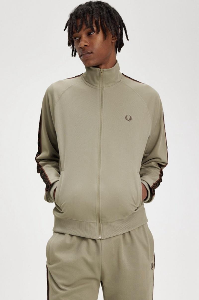 Fred Perry Contrast Tape Track Men's Jackets Grey | VOF-920416