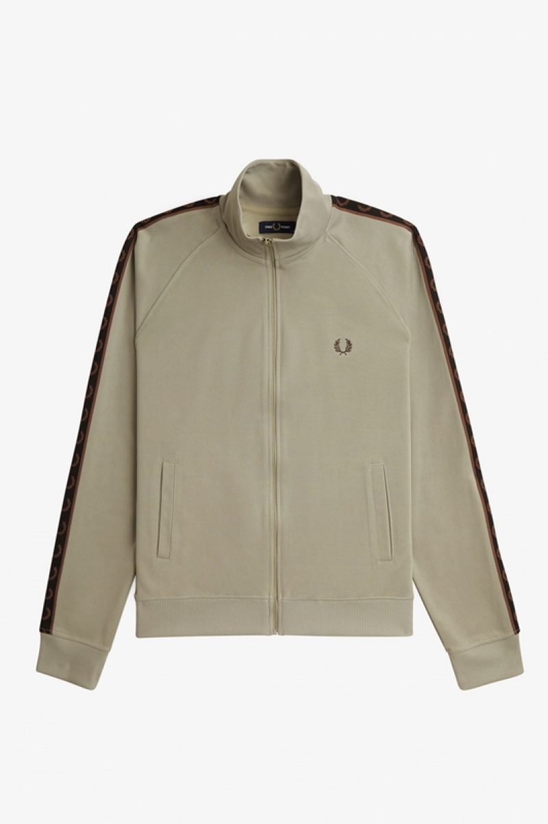 Fred Perry Contrast Tape Track Men's Jackets Grey | VOF-920416