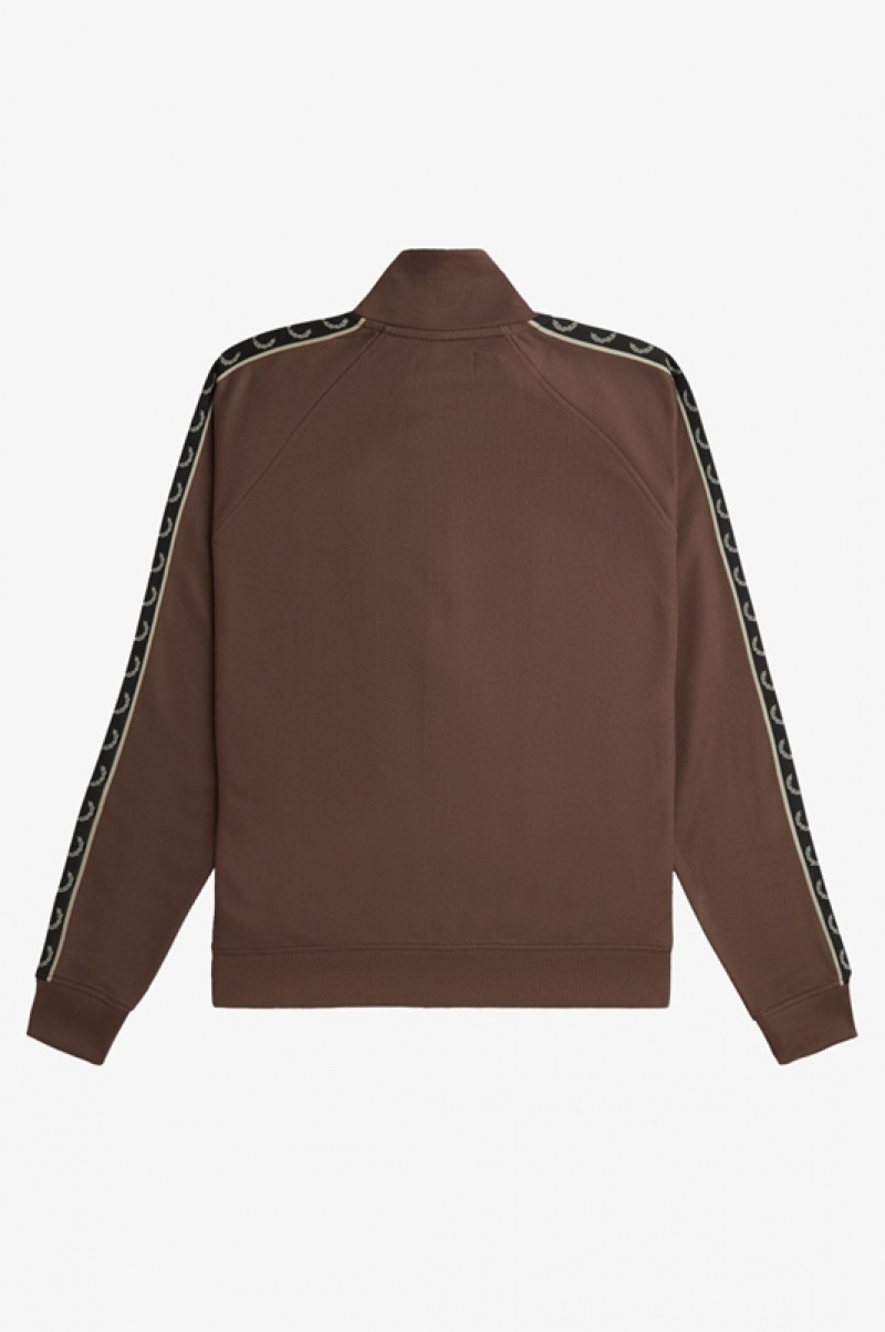 Fred Perry Contrast Tape Track Men's Jackets Chocolate | LXD-547802