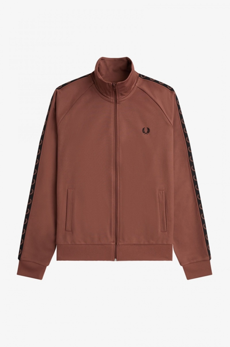 Fred Perry Contrast Tape Track Men's Jackets Brown | DCW-386520