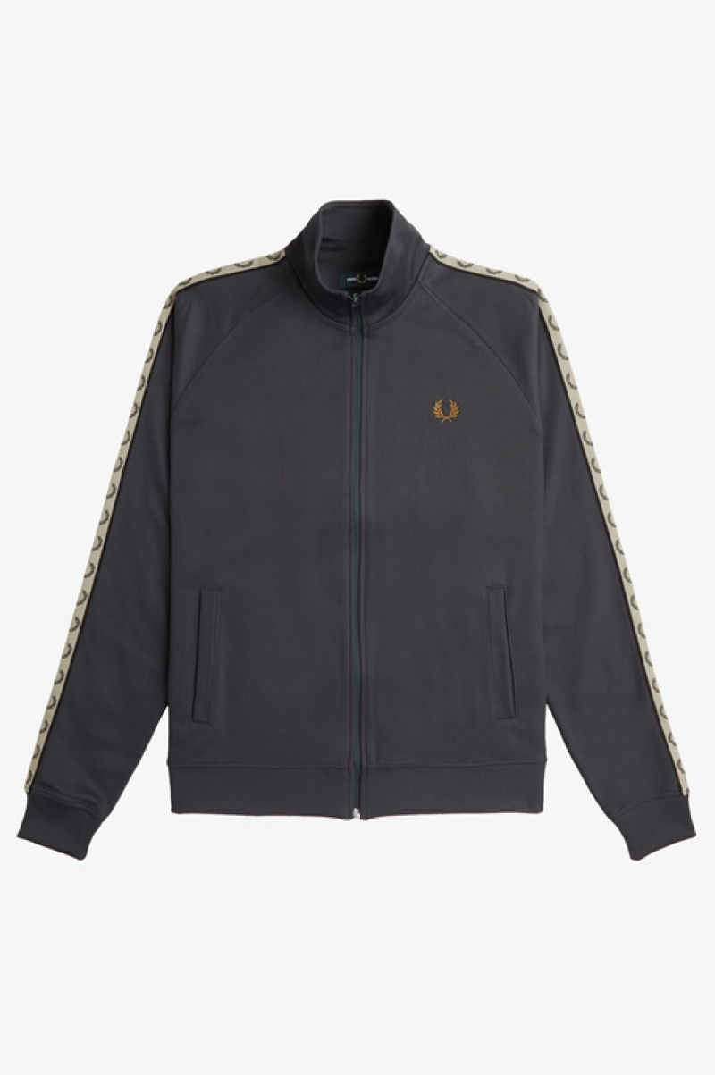 Fred Perry Contrast Tape Track Men's Jackets Grey | WJC-820174