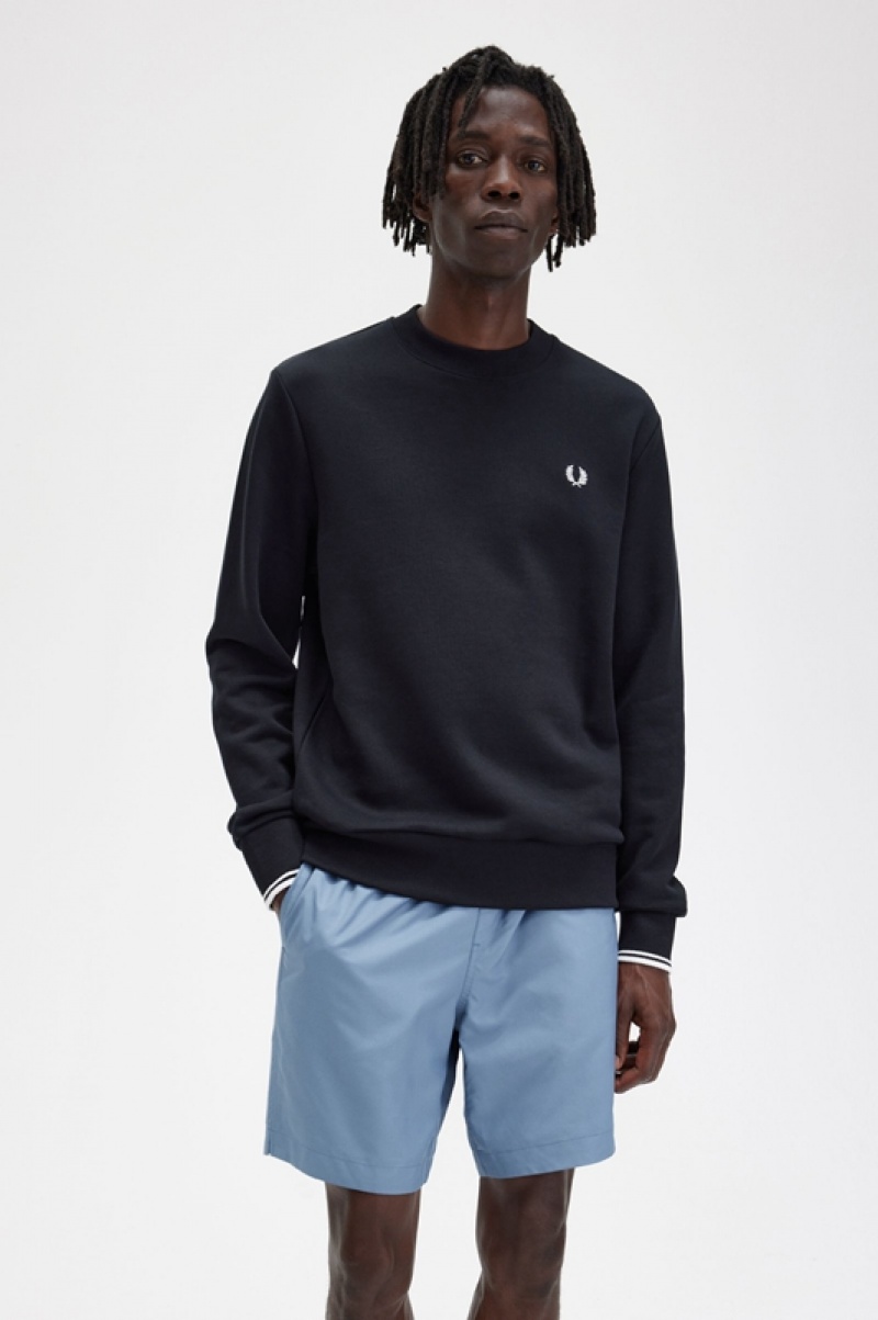 Fred Perry Crew Neck Men's Pants Black | UKY-460193