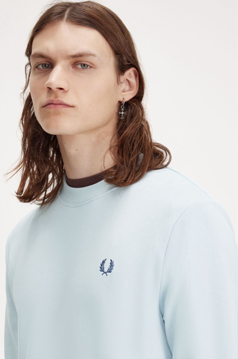 Fred Perry Crew Neck Men's Sweatshirts Blue | TRE-903628