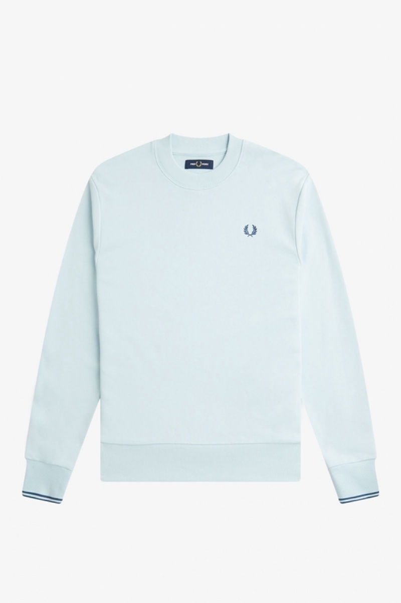 Fred Perry Crew Neck Men's Sweatshirts Blue | TRE-903628